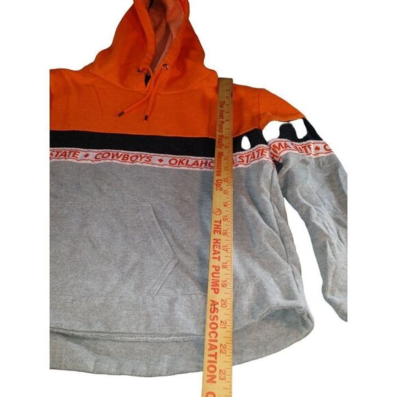 Oklahoma State Cowboys Hoodie Women Sz L Heathered Gray Orange Sportswear‎ - Picture 2 of 7
